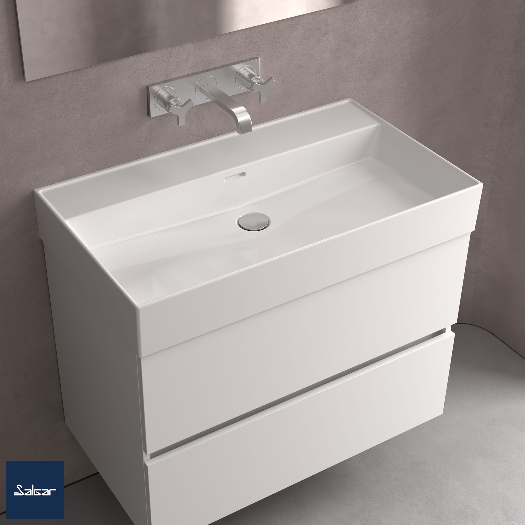 Lavabo de porcelana sin orificio para grifo VENETO 101 Salgar