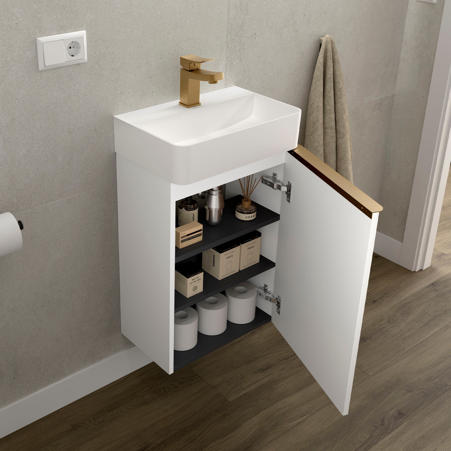 Conjunto mueble de baño AIDA 1 puerta WHITE COTTON de Salgar - Imagen 2