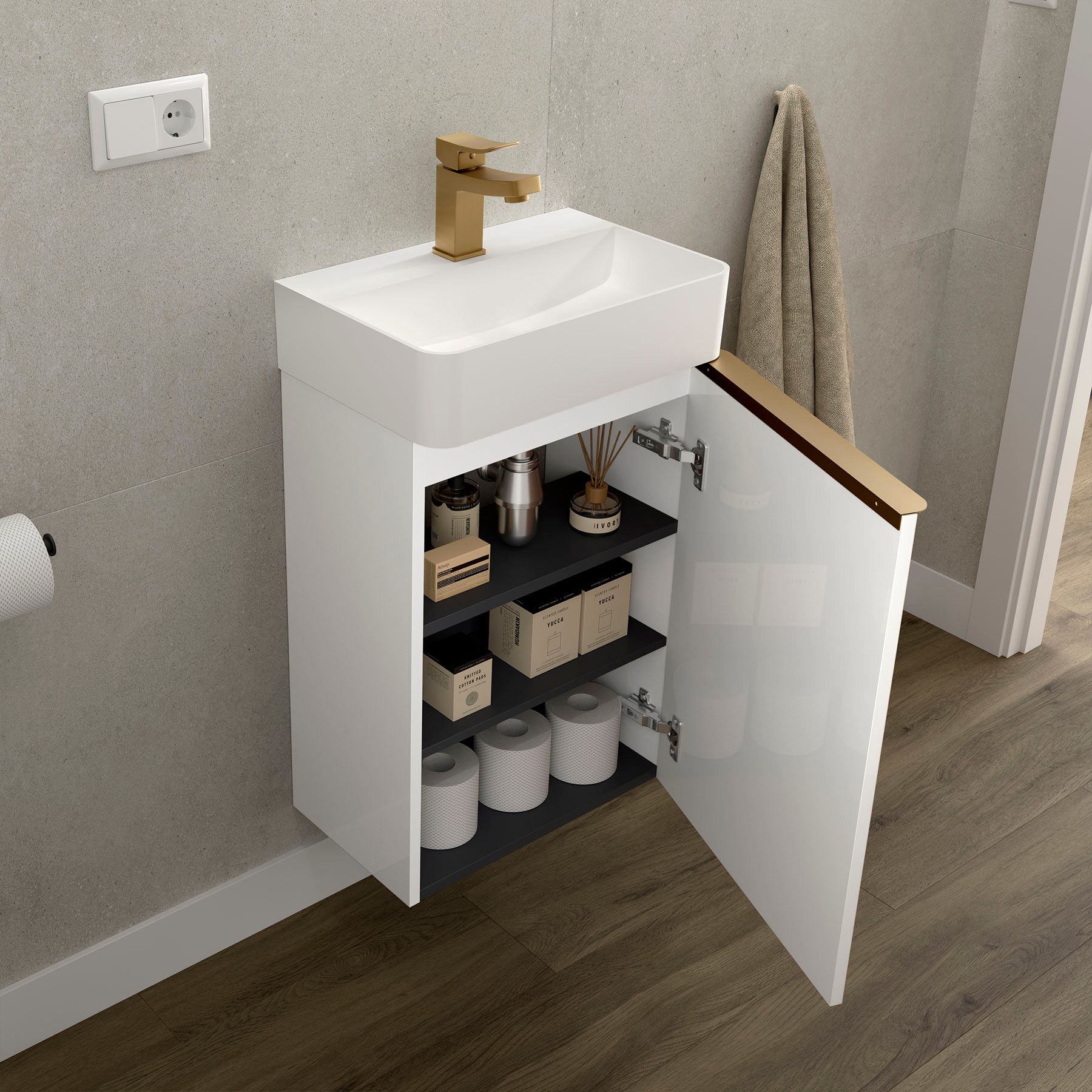 Conjunto mueble de baño AIDA 1 puerta BLANCO BRILLO de Salgar - Imagen 8