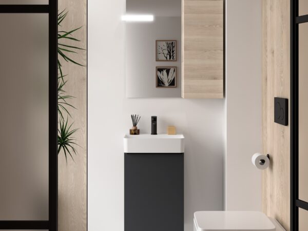 Conjunto mueble de baño AIDA 1 puerta ANTRACITA MATE de Salgar