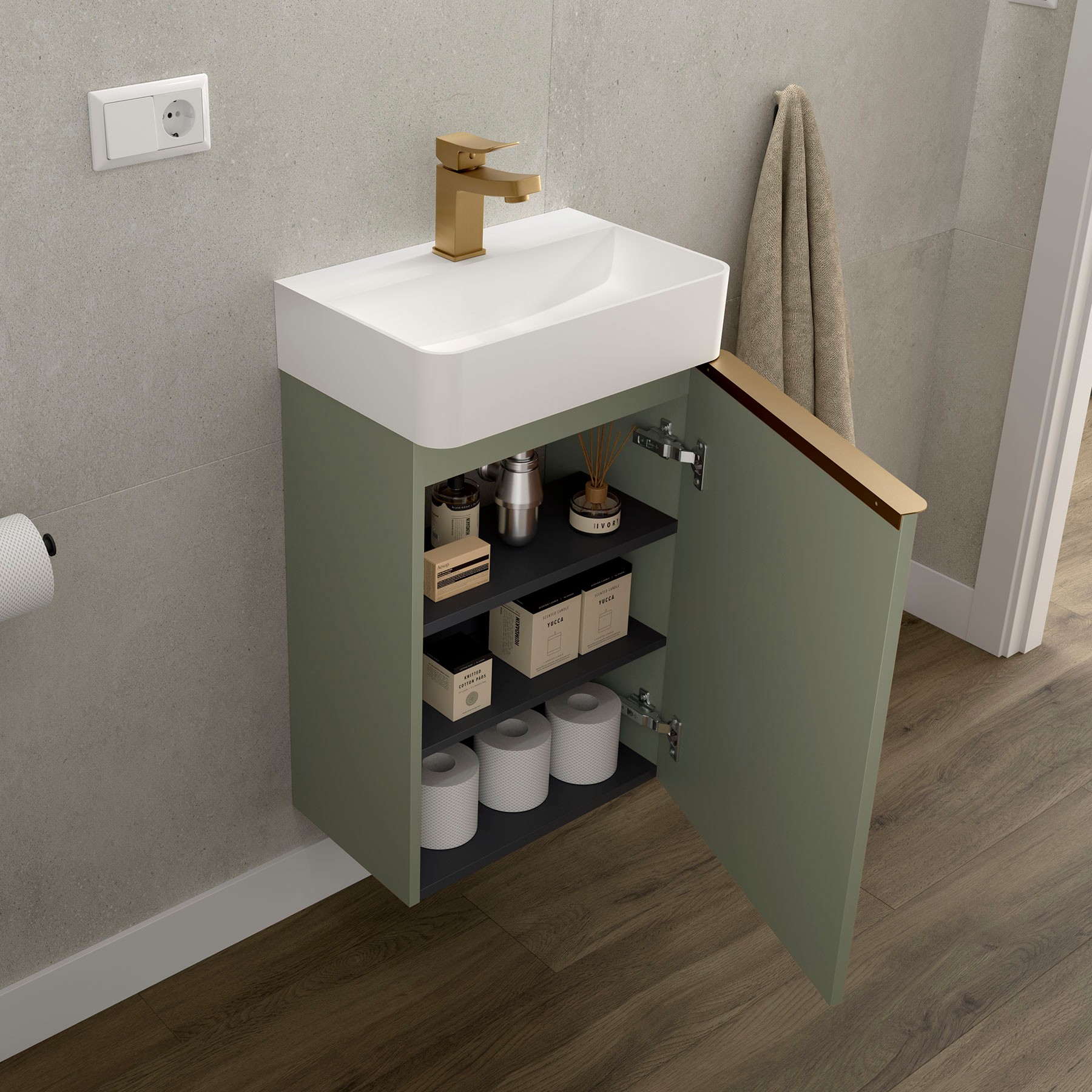 Conjunto mueble de baño AIDA 1 puerta GREEN FOREST de Salgar - Imagen 2
