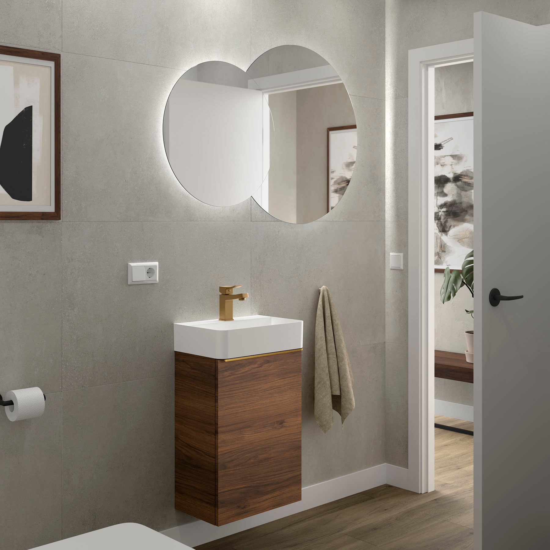 Conjunto mueble de baño AIDA 1 puerta NOGAL MAYA de Salgar