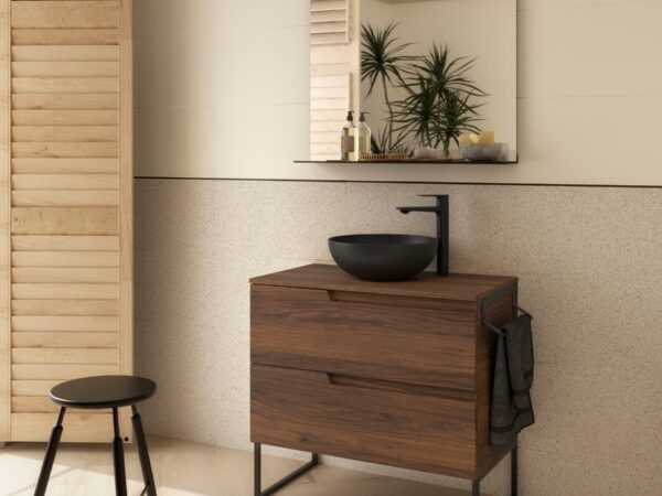 Conjunto mueble de baño de 2 cajones 80 cm NOGAL MAYA + encimera de Salgar