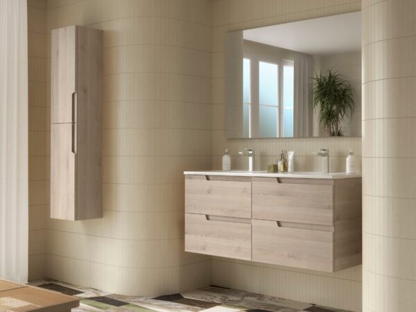 Conjunto mueble de baño de 4 cajones 120 cm VIMA natural + lavabo Iberia