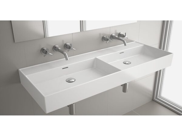 Lavabo de porcelana dos pozas sin orificio para grifo VENETO 121 Salgar
