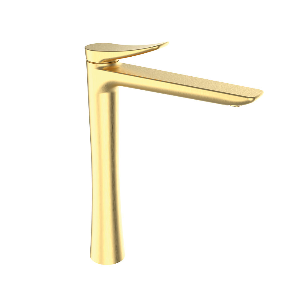 Grifo lavabo alto NAVA oro cepillado de GRB mixers