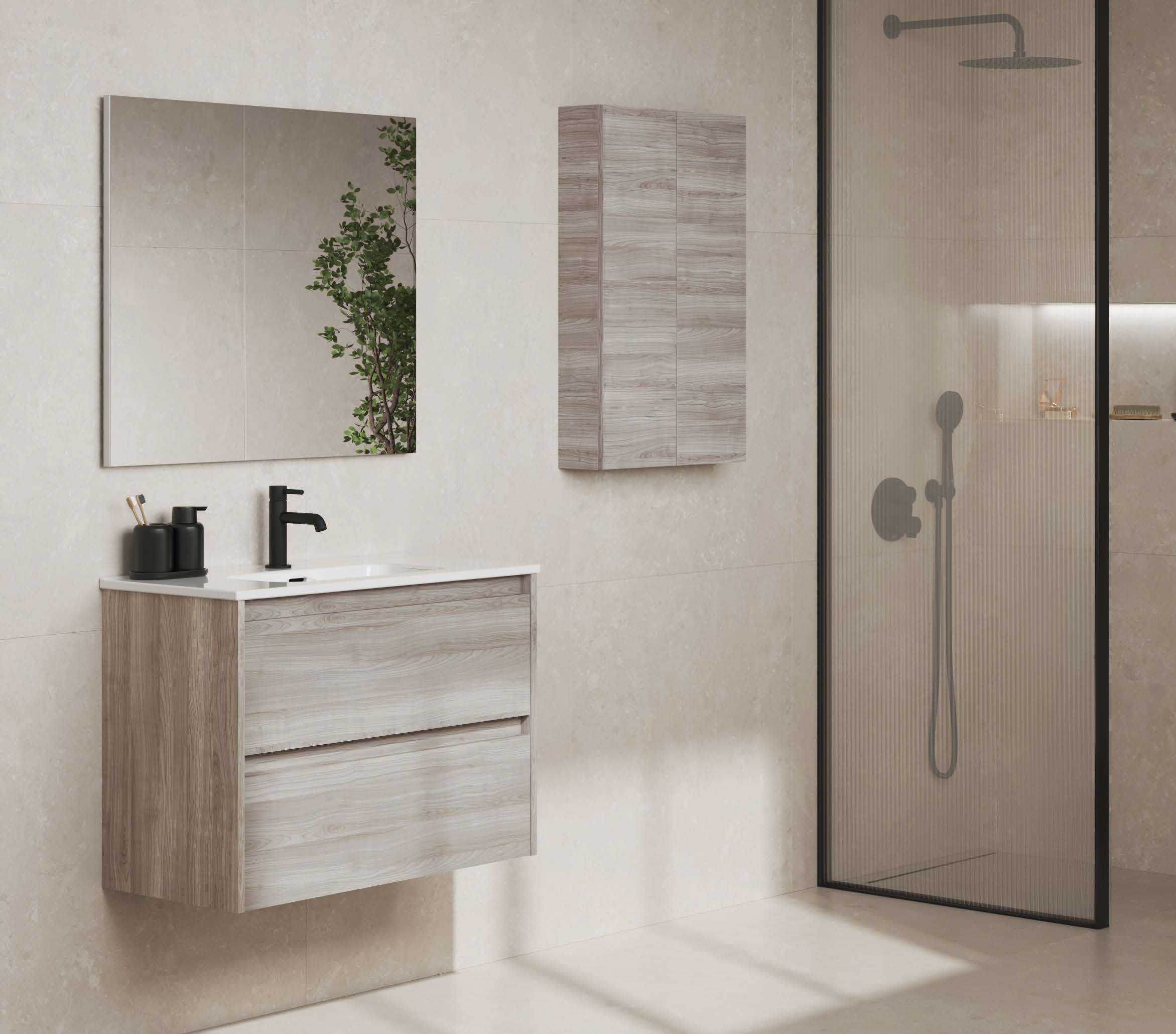 Conjunto mueble de baño fondo reducido 2 cajones SANSA Royo