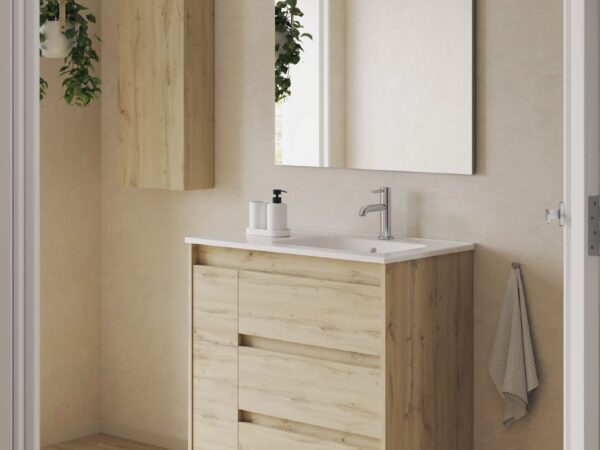 Conjunto mueble de baño lavabo desplazado 3 cajones y 1 puerta SANSA de Royo
