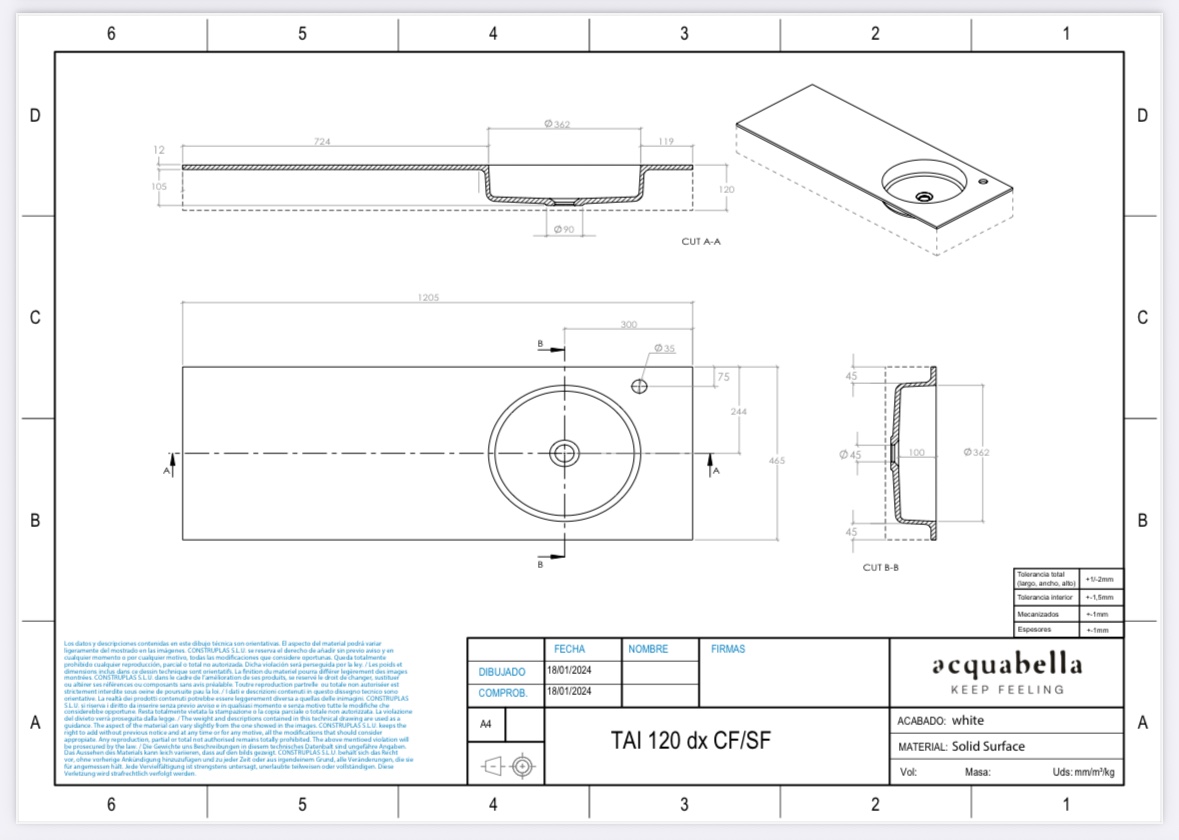 Encimera Solid Surface TAI de Acquabella - Imagen 9