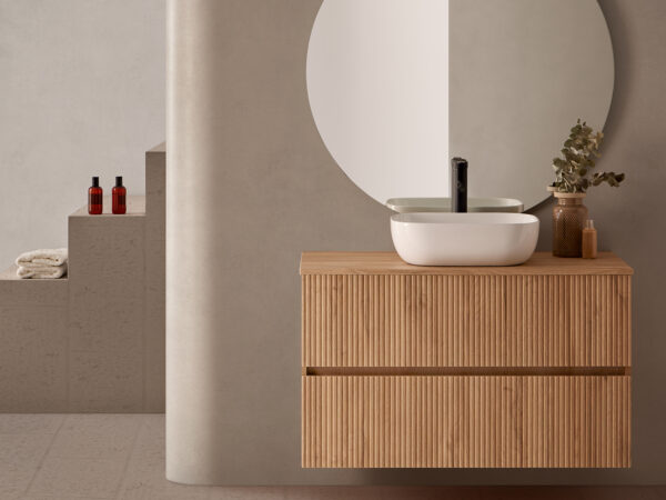 Conjunto mueble de baño con tapa y lavabo ETNA de Sanchis