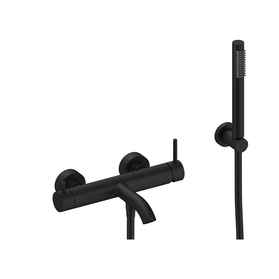 Kit monomando exterior para baño ducha negro mate LOOP de Sanycces