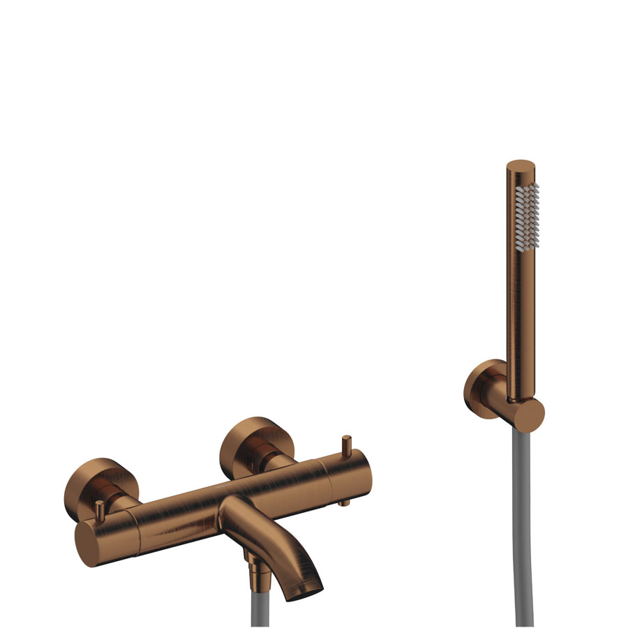 Kit termostático exterior para baño-ducha oro rosa cepillado LOOP de Sanycces