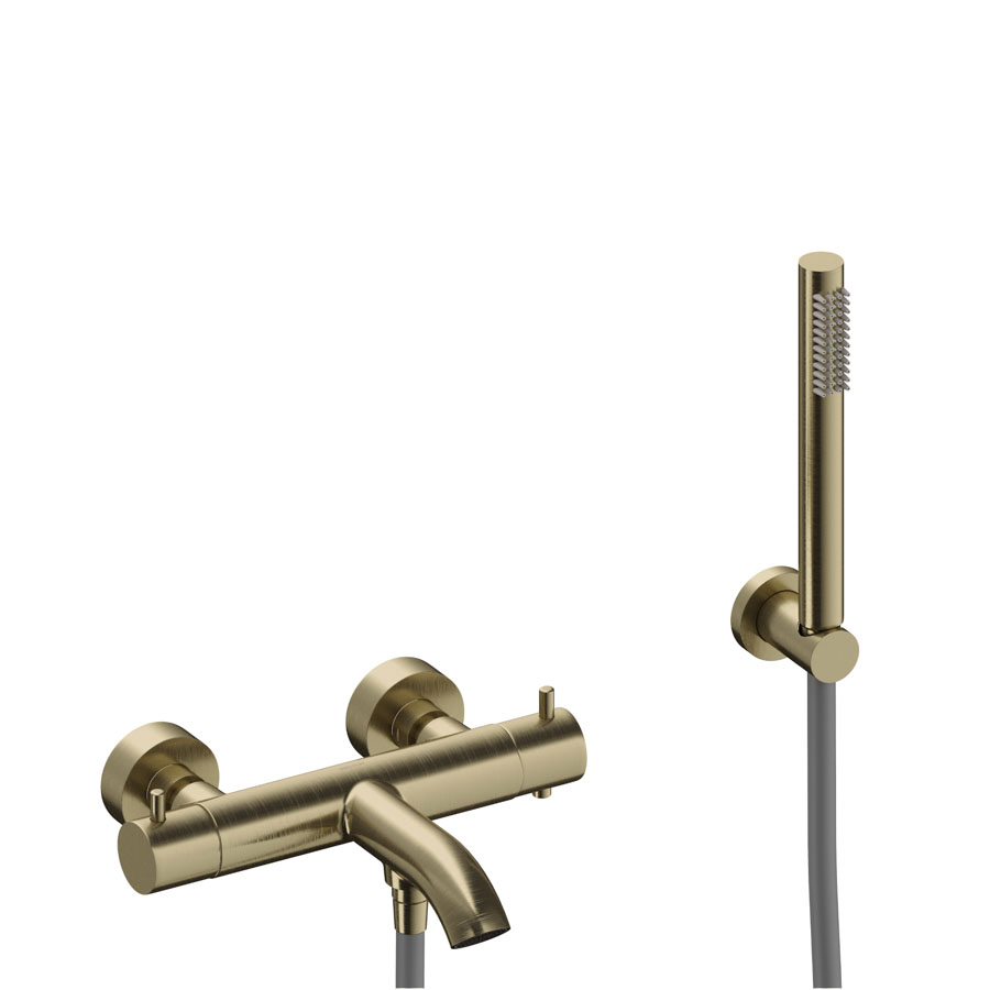 Kit termostático exterior para baño-ducha oro cepillado LOOP de Sanycces