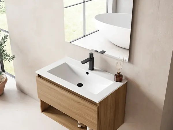 Conjunto mueble BOX 1C/1H y lavabo FLAT de Visobath