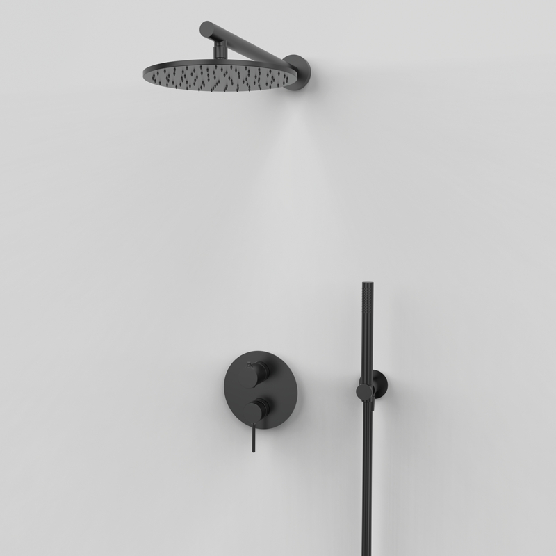 Set ducha monomando 2 salidas TIME metal black de GRB mixers
